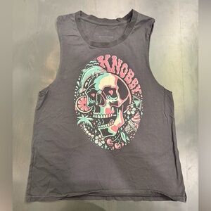 Knobby Vintage Black Coachella Rocker Muscle Tank Size Large